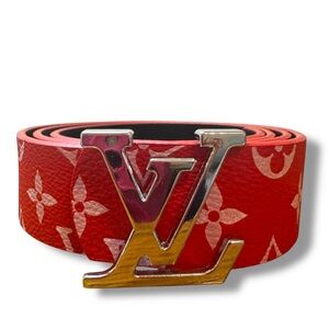 Louis Vuitton Women’s Red Monogram LV Initials Belt Size 125